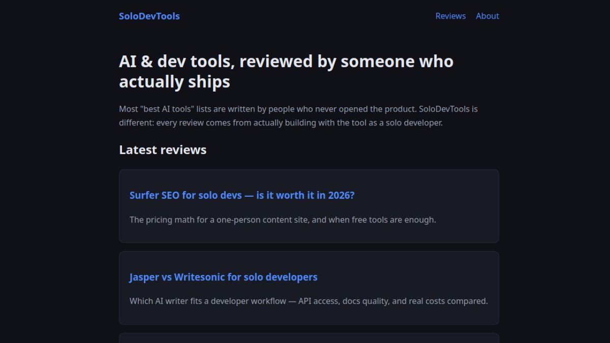 Screenshot of SoloDevTools