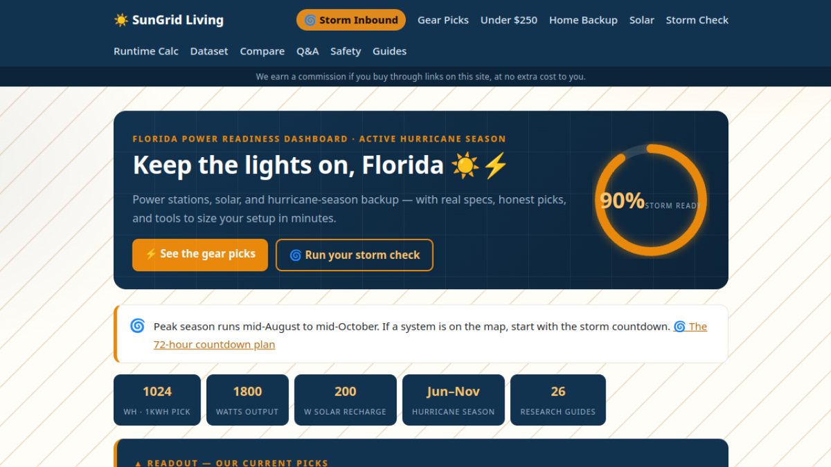 Screenshot of SunGrid Living